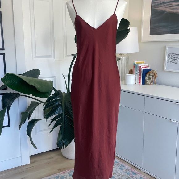 Silky Red Thin-Strapped Dress (Never Worn, Red, 2) - Picture 1 of 8